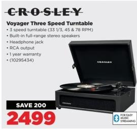 Crosley Voyager Three Speed Turntable 