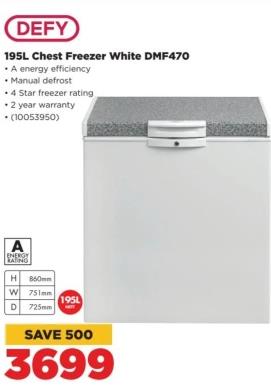 Defy 195L Chest Freezer White DMF470