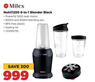 Milex Nutri1200 8-In-1 Blender Black  