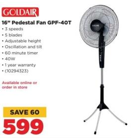 Goldair 16" Pedestal Fan GPF-40T