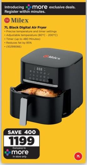 Milex 7L Black Digital Air Fryer