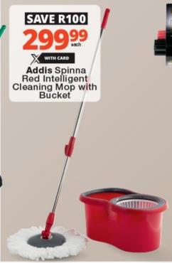 Addis Spinna Red Intelligent Cleaning Mop with Bucket