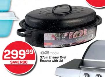 O2 Cook 37cm Enamel Oval Roaster with Lid