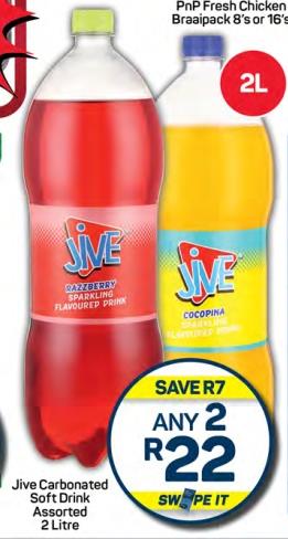 Jive Carbonated Soft Drink Assorted 2 Litre Any 2