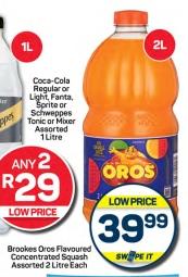 Brookes Oros Flavoured Concentrated Squash Assorted 2 Litre Each