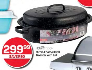 O2 Cook 37cm Enamel Oval Roaster with Lid