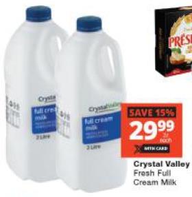 Crystal Valley Fresh Full Cream Milk 2L