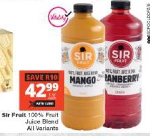 Sir Fruit 100% Fruit Juice Blend - Mango and Cranberry 