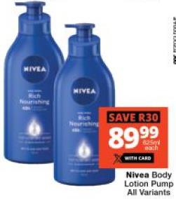 Nivea Body Lotion Pump Rich Nourishing  625 ml 