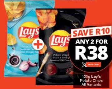 Lay's Potato Chips - Sweet & Spicy BBQ / Sour Cream & Onion  any 2 