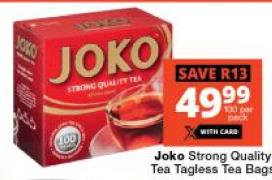 Joko Strong Quality Tea Tagless Tea Bags 100 tea bags 