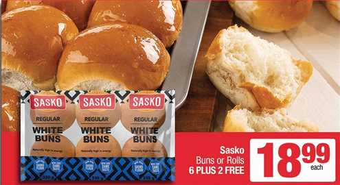 Sasko Buns Or Rolls 6 plus 2 Free 