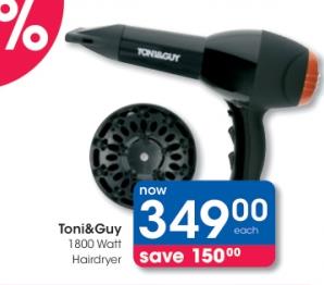 Toni & Guy 1800 Watt Hairdryer