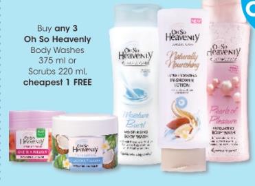 Buy Any 3 Oh So Heavenly Body Washes 375 ml or Scrubs 220 ml Cheapest 1 Free