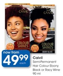 Caivil Semi-Permanent Hair Colour in Ebony Black or Racy Wine 90ml