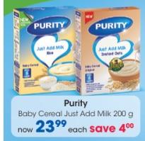 Purity Baby Cereal Just Add Milk 200g