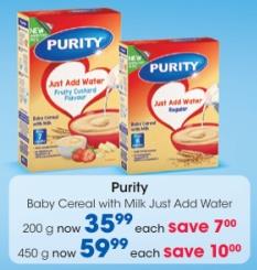 Purity Baby Cereal with Milk Just Add Water 450g