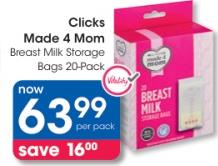 Cliks Breast Milk Storage Bags