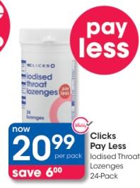 Clicks Iodised Throat Lozenges  24 -pack 