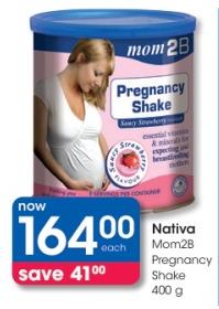 Mom2B Pregnancy Shake - Strawberry flavour 40g