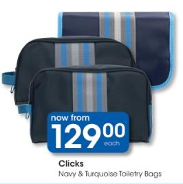 Clicks Navy & Turquoise Toiletry Bags