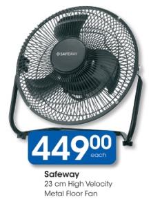 Safeway 23cm High Velocity Metal Floor Fan