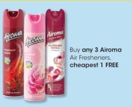  Buy any 3 Airoma Air Fresheners cheapest 1 FREE