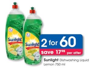 Sunlight Dishwashing Liquid Lemon 750ml