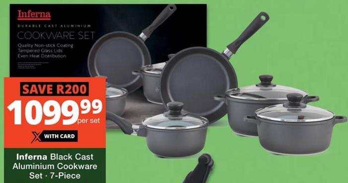 Inferna Black Cast Aluminium Cookware Set - 7-Piece 