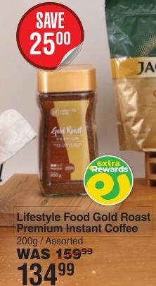 Lifestyle Food Gold Roast Premium Instant Coffee 200g Assorted