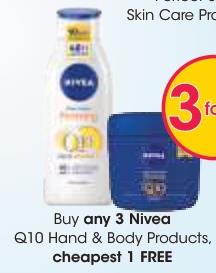 Nivea Q10 Hand & Body Products Cheapest 1 Free 