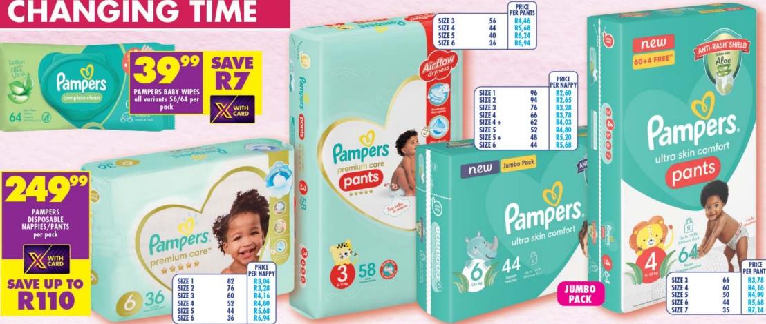 Pampers disposable nappies/pants Per Pack