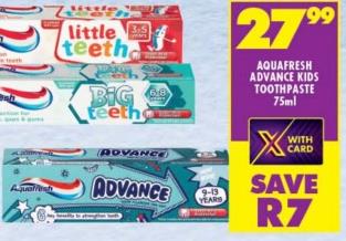 AQUAFRESH ADVANCE KIDS TOOTHPASTE 75ml