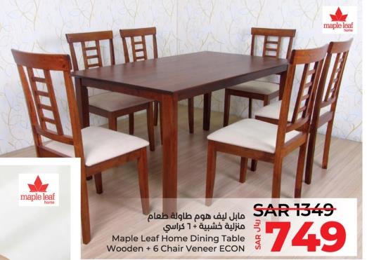 Maple Leaf Home Dining Table Wooden + 6 Chair Veneer ECON