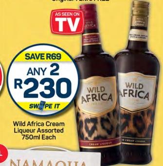 WILD AFRICA Cream Liqueur Assorted 750ml Any 2