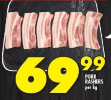 PORK RASHERS per kg