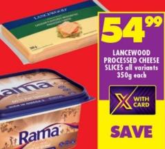 LANCEWOOD PROCESSED CHEESE SLICES all variants 350g Each