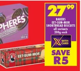 BAKERS EET-SUM-MOR SHORTBREAD BISCUITS all variants 200g Each