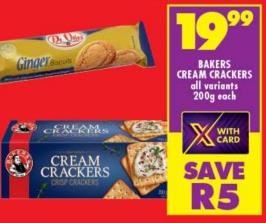 Bakers Cream Crackers all variants 200g Each