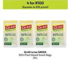 GLAD 50% Plant Based Snack Bags 25's