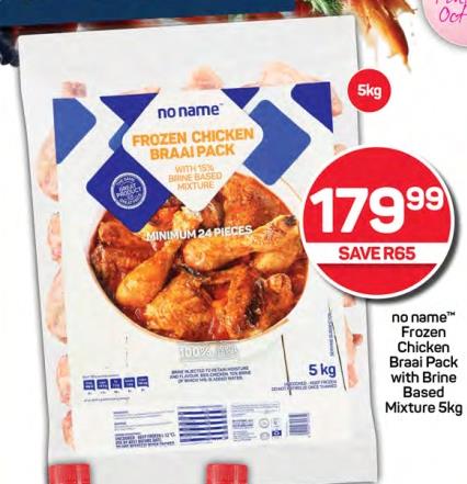 no name Frozen Chicken Braai Pack with Brine Based Mixture 5kg