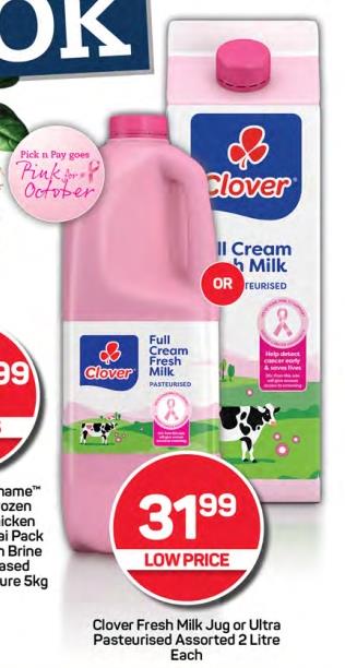 Clover Fresh Milk Jug or Ultra Pasteurised Assorted 2 Litre Each