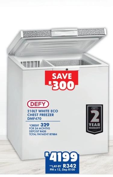 DEFY 210LT WHITE ECO CHEST FREEZER DMF470