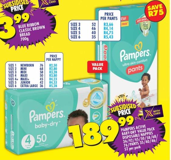 PAMPERS ACTIVE BABY-DRY VALUE PACK DISPOSABLE NAPPIES S4-50 PCS