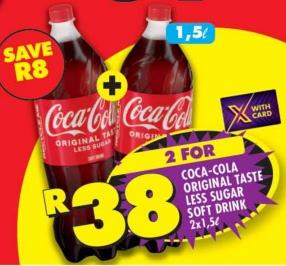 Coca-Cola Original Taste Less Sugar Soft Drink 2x1.5L