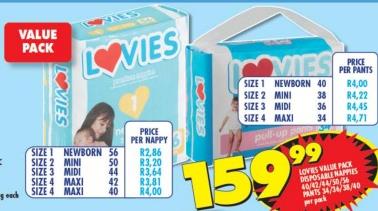 LOVIES Value Pack Disposable Nappies