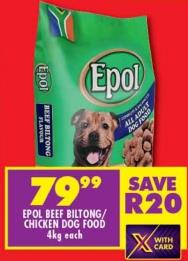 EPOL Beef Biltong/Chicken Dog Food 4kg each