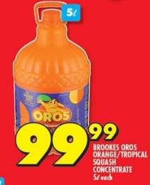 Brookes Oros Orange/Tropical Squash Concentrate 5 LTR