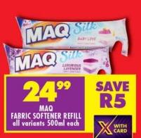 MAQ Fabric Softener Refill all variants 500ML EACH