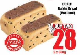 BOXER Raisin Bread (Unsliced) 2x600g